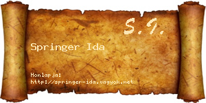 Springer Ida névjegykártya